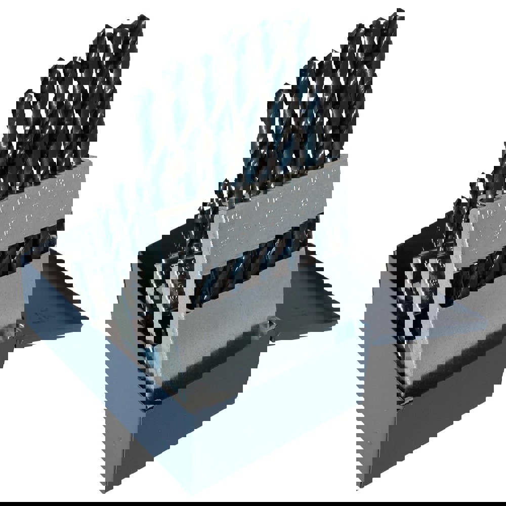 Drill Bit Set: Jobber Length Drill Bits, 25 Pc, 118 deg, High-Speed Steel