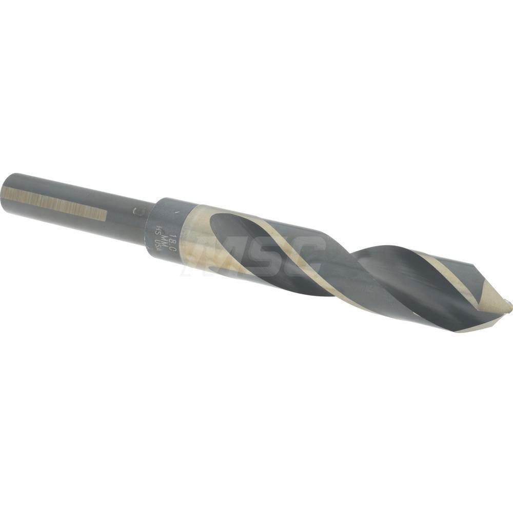 Reduced Shank Drill Bit: 18.00 mm Dia, 12.70 mm Shank Dia, 118 deg Point, High-Speed Steel