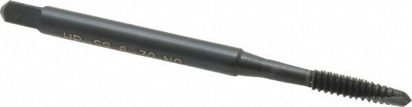 Spiral Point Tap: #6-32, UNC, 2 Flutes, Plug, 2B, Powdered Metal, Oxide Finish