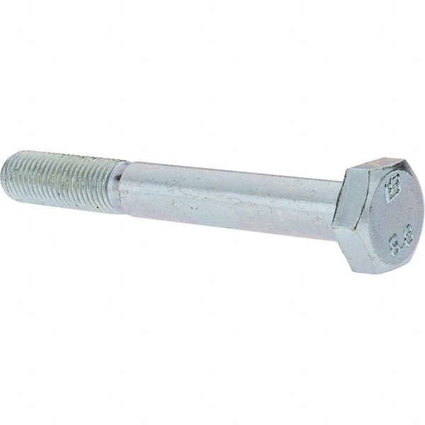 Hex Head Cap Screw: M10 x 1.25 x 80 mm, Grade 8.8 Steel, Zinc-Plated