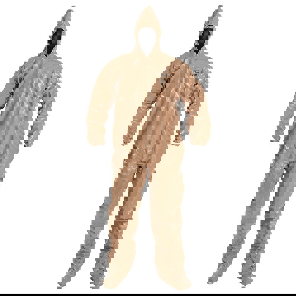 Disposable Coveralls: Size Medium, 4.4 oz, Hazmat, Zipper Closure