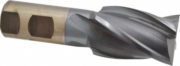 Square End Mill: 1-3/8'' Dia, 2'' LOC, 1'' Shank Dia, 4-1/2'' OAL, 4 Flutes, High Speed Steel