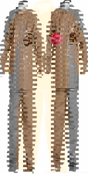 Two Piece Suit: Size L, ASTM D1777, ASTM D3776, ASTM D3787, ASTM D5034 & OSHA 16 CFR 1610, Tan, Tychem