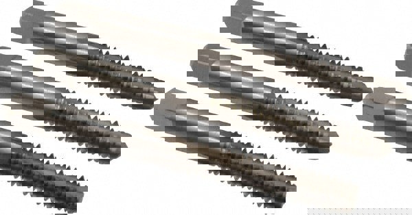 Tap Set: 1/4-20 UNC, 4 Flute, Bottoming Plug & Taper, High Speed Steel, Bright Finish