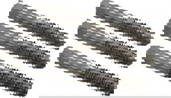 Tap Set: 3/8-16 UNC, 4 Flute, Bottoming Plug & Taper, High Speed Steel, Bright Finish