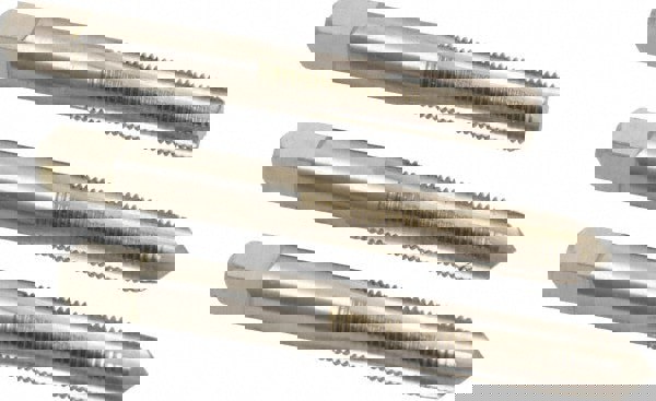 Tap Set: 3/8-24 UNF, 4 Flute, Bottoming Plug & Taper, High Speed Steel, Bright Finish