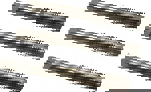 Tap Set: 7/16-14 UNC, 4 Flute, Bottoming Plug & Taper, High Speed Steel, Bright Finish