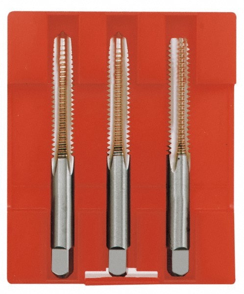 Tap Set: 11/16-11 UNC, 4 Flute, High Speed Steel, Bright Finish