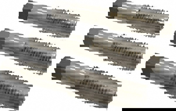 Tap Set: 1-8 UNC, 4 Flute, Bottoming Plug & Taper, High Speed Steel, Bright Finish