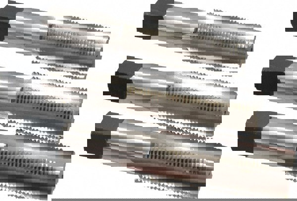 Tap Set: 1-14 UNS, 4 Flute, Bottoming Plug & Taper, High Speed Steel, Bright Finish