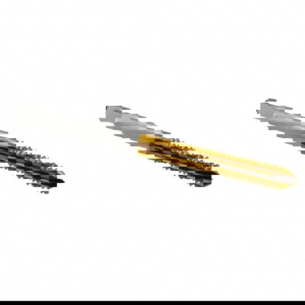 Spiral Point Tap: #8-32, UNC, 2 Flutes, Plug, 2B, High Speed Steel, TiN Finish