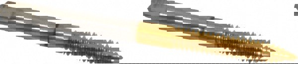 Spiral Point Tap: #10-24, UNC, 2 Flutes, Plug, 2B/3B, High Speed Steel, TiN Finish