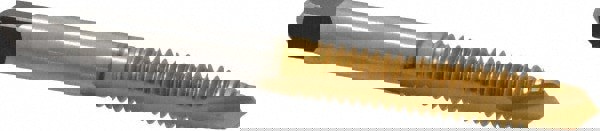 Spiral Point Tap: 1/4-20, UNC, 2 Flutes, Plug, 2B, High Speed Steel, TiN Finish