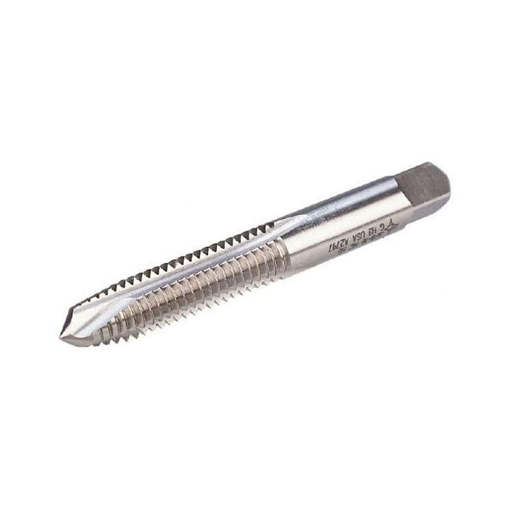 Spiral Point Tap: #4-40, UNC, 2 Flutes, Plug, 2B/3B, High Speed Steel, Bright Finish