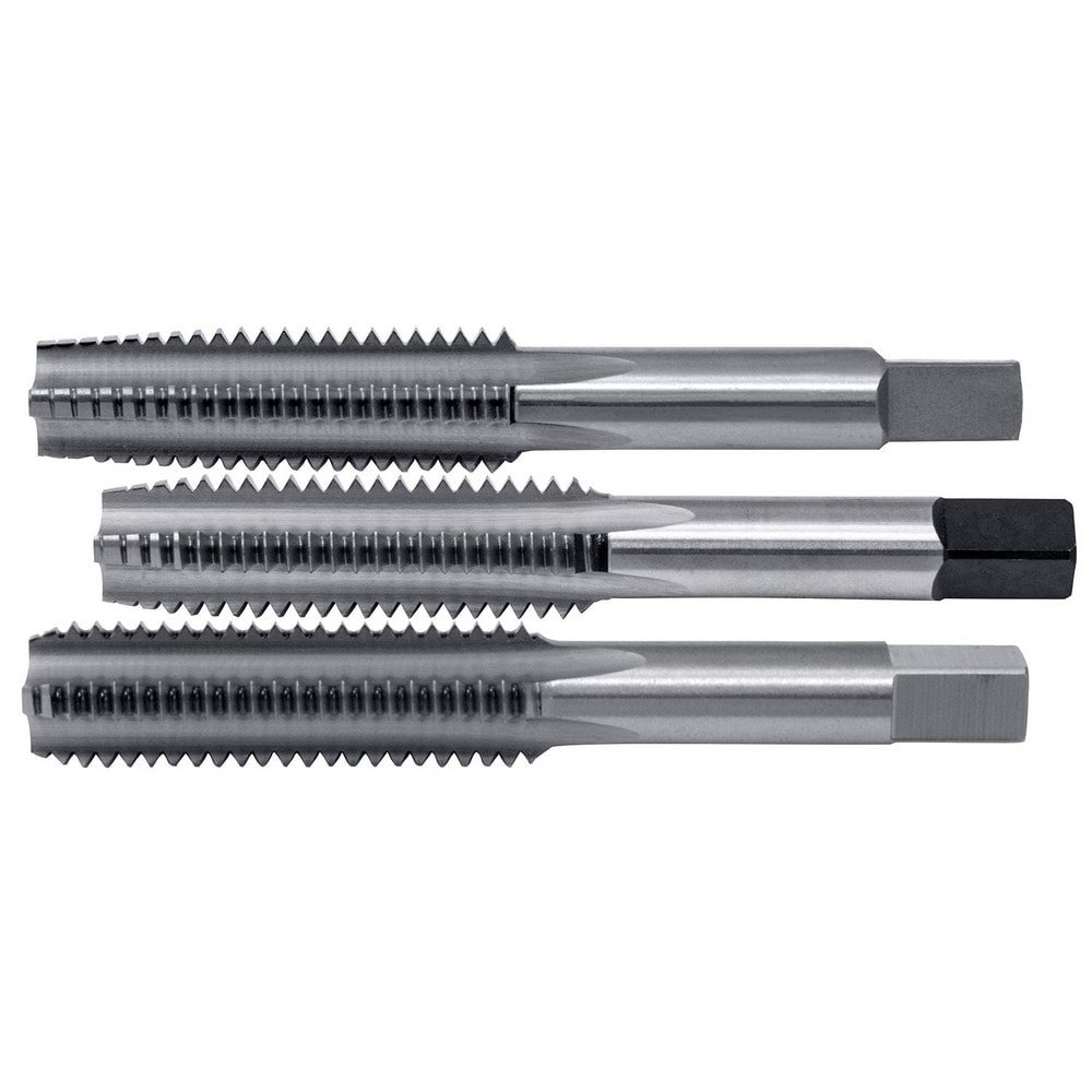 Tap Set: #6-32 UNC, 3 Flute, Bottoming Plug & Taper, High Speed Steel, Bright Finish
