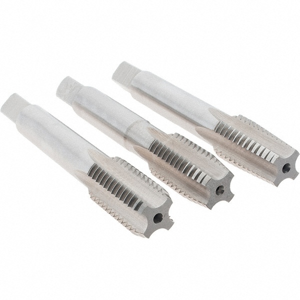 Tap Set: 5/8-11 UNC, 4 Flute, Bottoming Plug & Taper, High Speed Steel, Bright Finish
