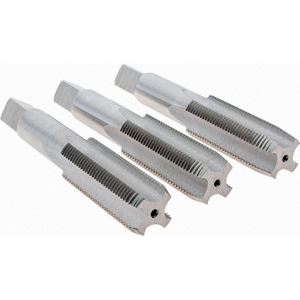 Tap Set: 3/4-16 UNF, 4 Flute, Bottoming Plug & Taper, High Speed Steel, Bright Finish