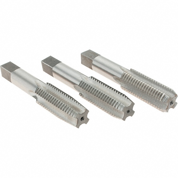 Tap Set: 7/8-9 UNC, 4 Flute, Bottoming Plug & Taper, High Speed Steel, Bright Finish