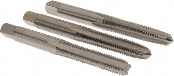 Tap Set: M6 x 1 Metric, 4 Flute, Bottoming Plug & Taper, High Speed Steel, Bright Finish