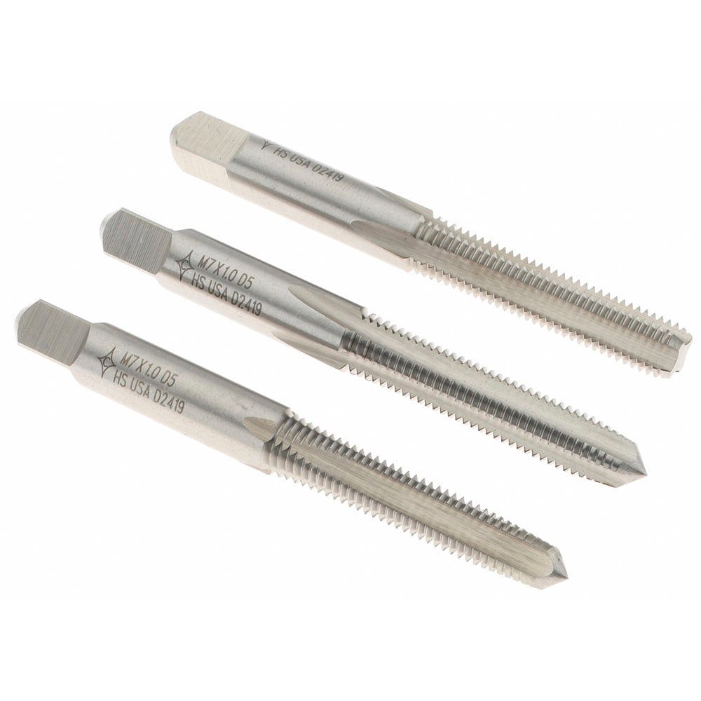 Tap Set: Metric, 4 Flute, High Speed Steel, Bright Finish