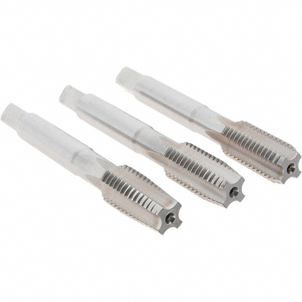 Tap Set: M12 x 1.75 Metric, 4 Flute, Bottoming Plug & Taper, High Speed Steel, Bright Finish