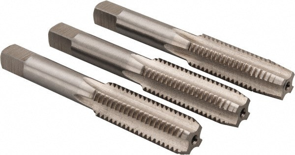 Tap Set: Metric, 4 Flute, High Speed Steel, Bright Finish