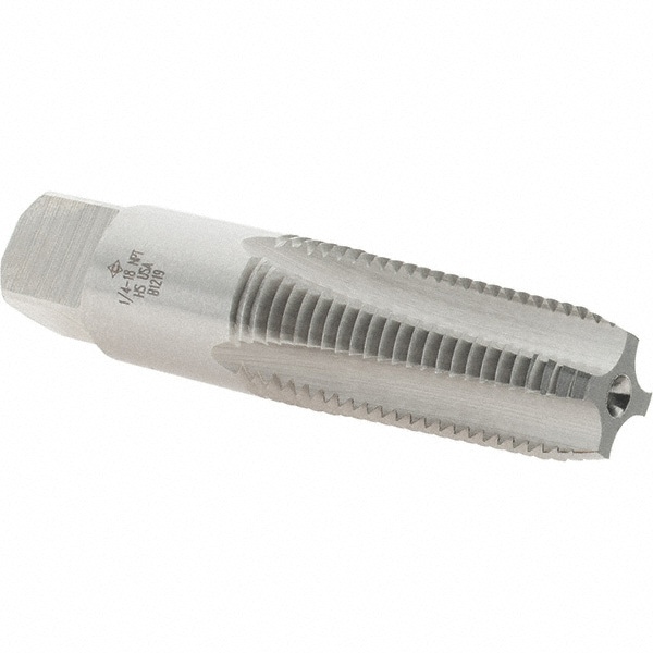 Standard Pipe Tap: 1/4-18, NPT, 4 Flutes, High Speed Steel, Bright/Uncoated