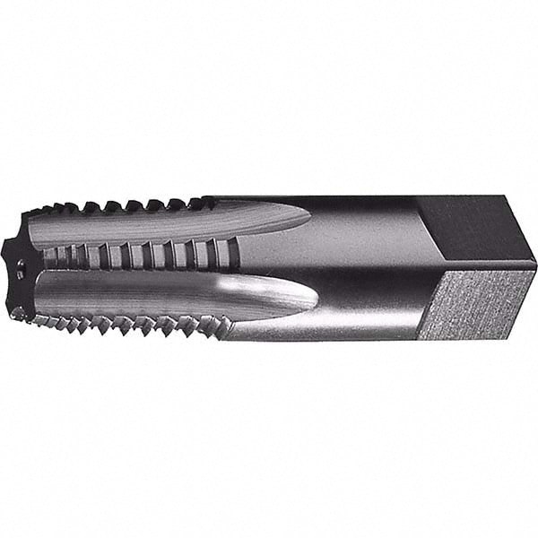 Interrupted Thread Pipe Taps; Thread Size (Inch): 1/8-27 in; Thread Standard: NPT; Material: High Speed Steel; Number of Flutes: 5.0; Threads Per Inch: 27; Square Length: 9.52 mm; 0.375 in; Projection: 0.312 in; Finish: Bright; Overall Length (Inch): 2-1/