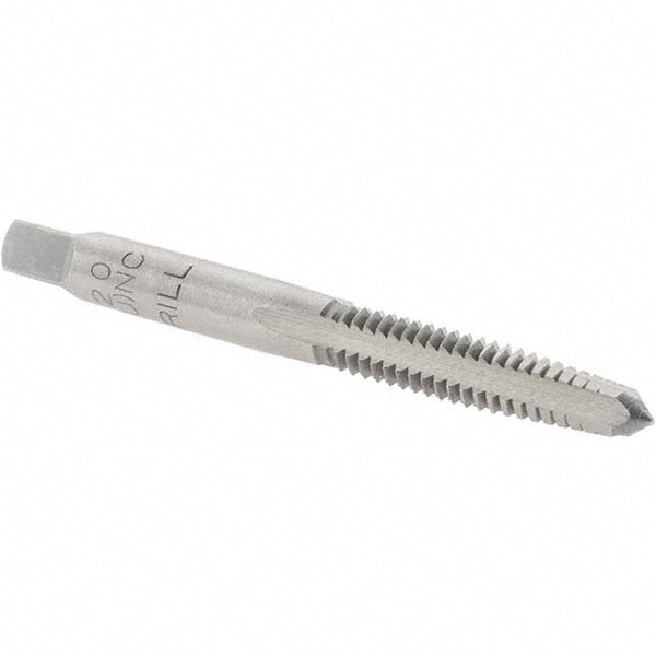 Straight Flute Tap: 1/4-20 UNC, 4 Flutes, Taper, Carbon Steel, Bright/Uncoated
