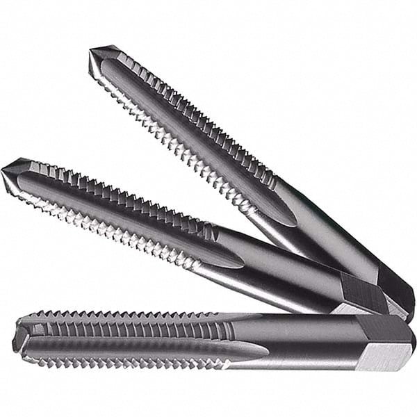 Tap Set: 5/8-11 UNC, 4 Flute, Bottoming Plug & Taper, Carbon Steel, Bright Finish
