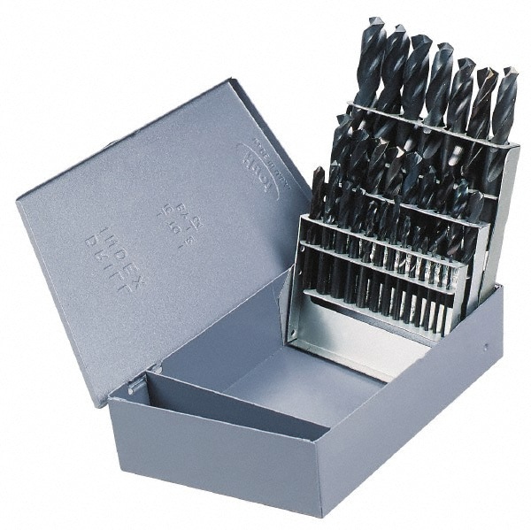 Drill Bit Set: Jobber Length Drill Bits, 60 Pc, 135 &deg;, Cobalt