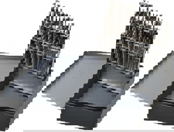 Drill Bit Set: Screw Machine Length Drill Bits, 21 Pc, 135 °, High Speed Steel