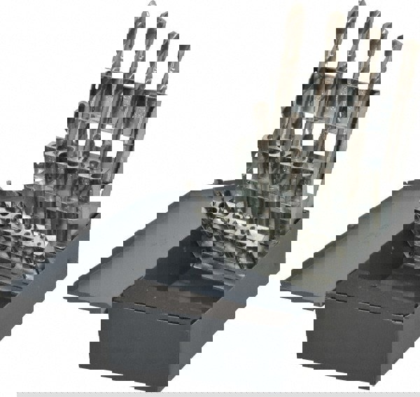 Drill Bit Set: Screw Machine Length Drill Bits, 15 Pc, 135 °, High Speed Steel