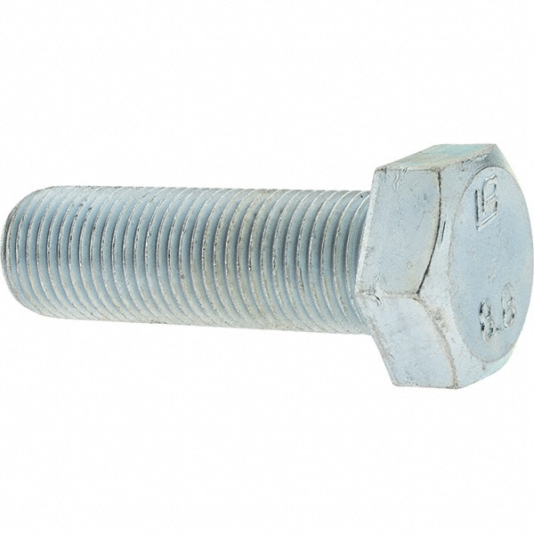 Hex Head Cap Screw: M16 x 1.50 x 50 mm, Grade 8.8 Steel, Zinc-Plated