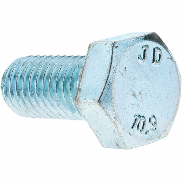 Hex Head Cap Screw: M12 x 1.75 x 25 mm, Grade 10.9 Steel, Zinc-Plated