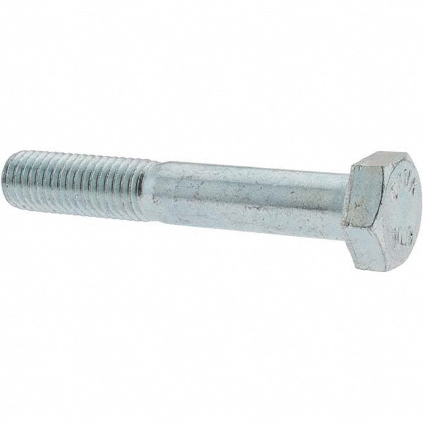 Hex Head Cap Screw: M12 x 1.75 x 75 mm, Grade 10.9 Steel, Zinc-Plated