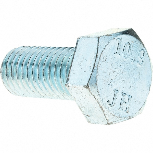 Hex Head Cap Screw: M14 x 2.00 x 30 mm, Grade 10.9 Steel, Zinc-Plated