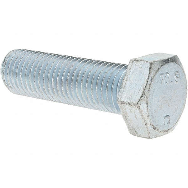 Hex Head Cap Screw: M16 x 2.00 x 55 mm, Grade 10.9 Steel, Zinc-Plated
