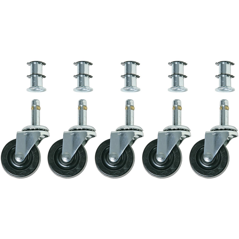 Pack of 5 Black Rubber Wheel Casters