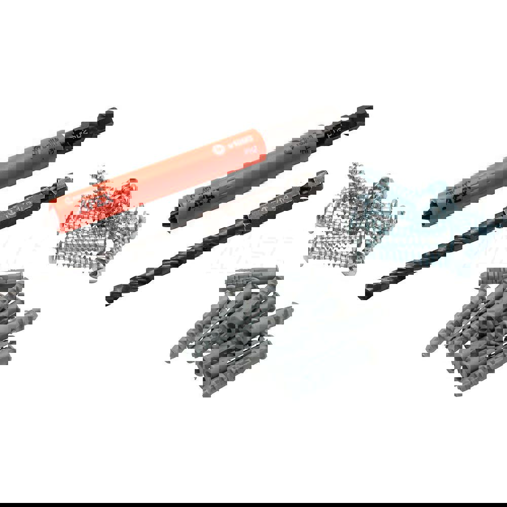 Power & Impact Screwdriver Bit Sets; Bit Type: Phillips ; Point Type: Phillips ; Drive Size: 1/4 ; Phillips Size Range: #2 ; Phillips Point Size: #2 ; Contents: #2 Phillips u-GUARD Impact Power Bit 3/16 Drill Bit 10 Dry Wall Anchors 10 #2 Phillips Screws