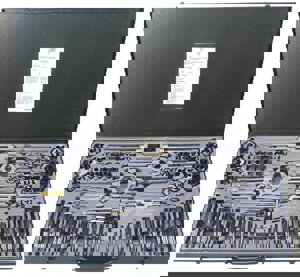 Tap & Die Set: 1/8-44 to 3/4-16 Taps, 1/8-44 to 3/4-16 Dies, UNF