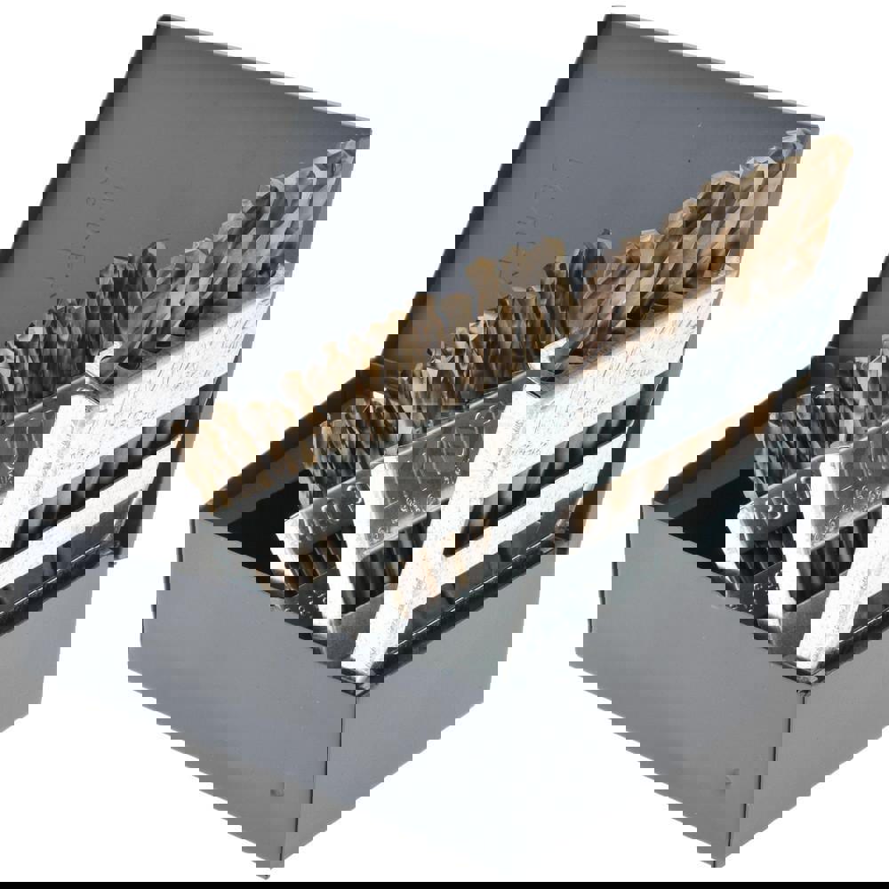 Drill Bit Set: Screw Machine Length Drill Bits, 26 Pc, 135 &deg;, Cobalt