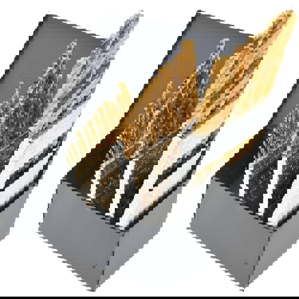 Drill Bit Set: Jobber Length Drill Bits, 29.0 Pc, 135 deg, High-Speed Steel