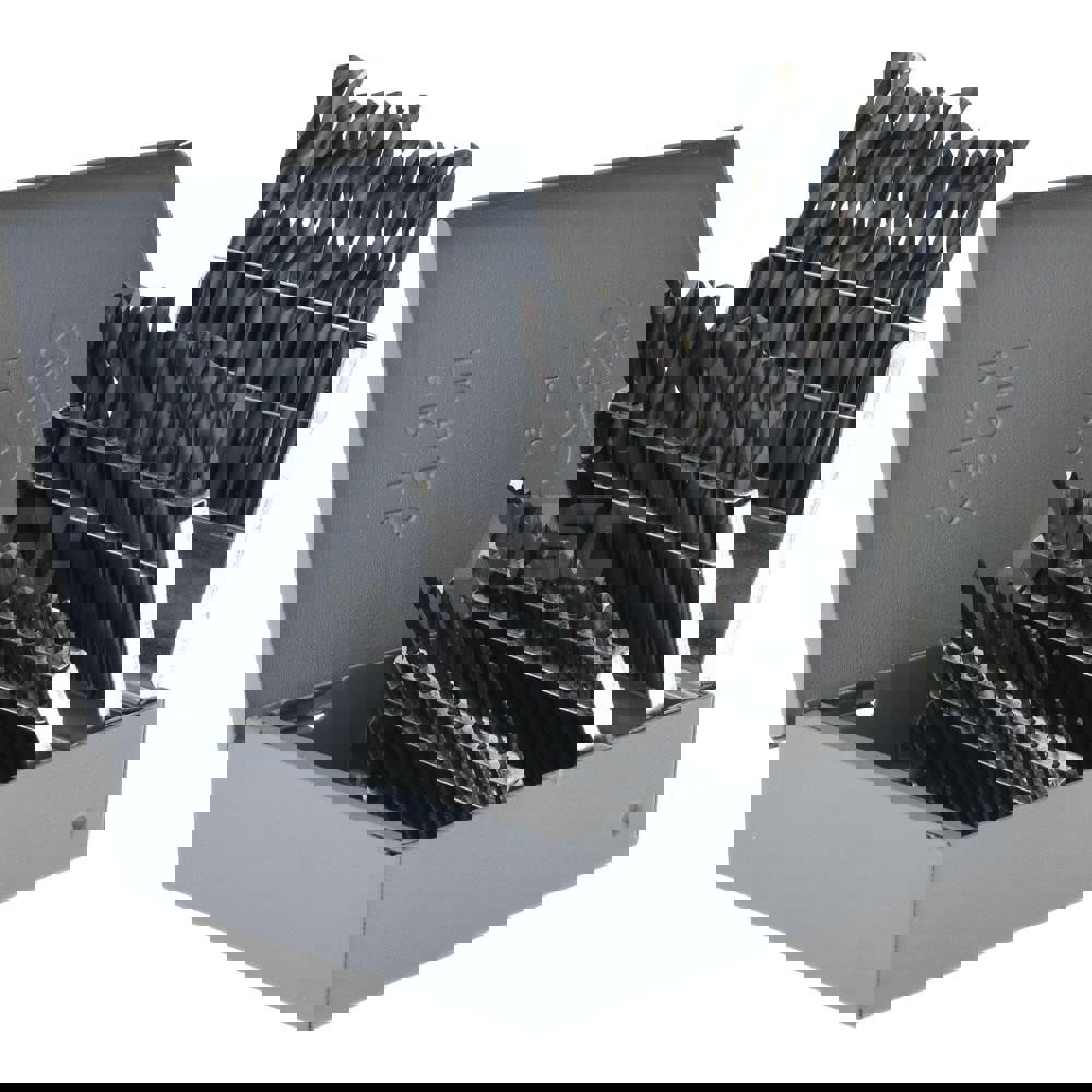 Drill Bit Set: Screw Machine Length Drill Bits, 60 Pc, 135 °, High Speed Steel