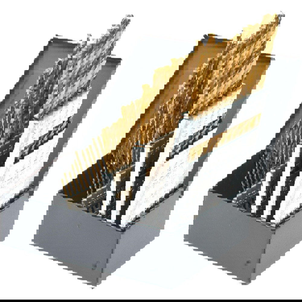 Drill Bit Set: Jobber Length Drill Bits, 60.0 Pc, 118 deg, High-Speed Steel