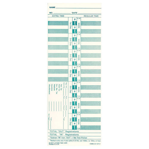 LATHEM 2126 (0-23HR) BX/1000 WEEKLY CARD