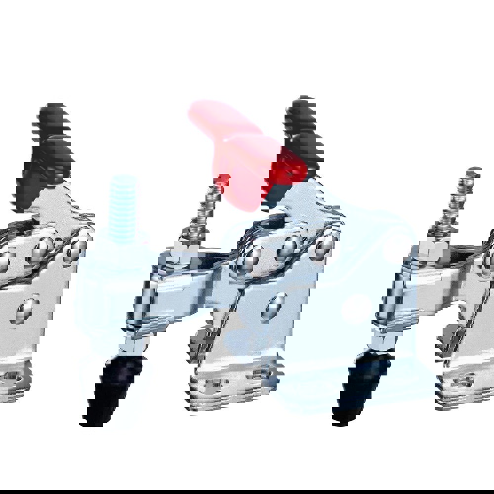 Manual Hold-Down Toggle Clamp: Vertical, 331 lb Capacity, U-Bar, Flanged Base