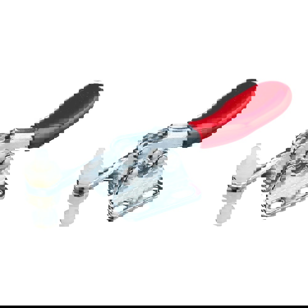 Manual Hold-Down Toggle Clamp: Horizontal, 60 lb Capacity, Solid Bar, Flanged Base