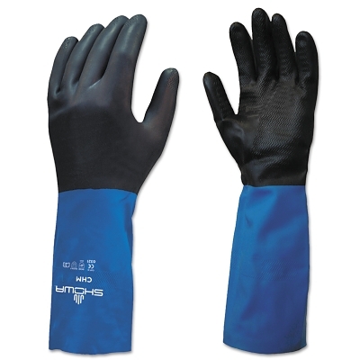 Chemical Resistant Gloves: X-Large, 26 mil Thick, Neoprene-Coated, Latex & Neoprene, Supported