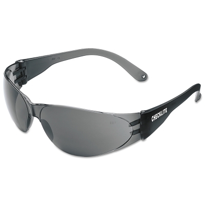 Safety Glasses: Scratch-Resistant, Polycarbonate, Gray Lenses, Full-Framed